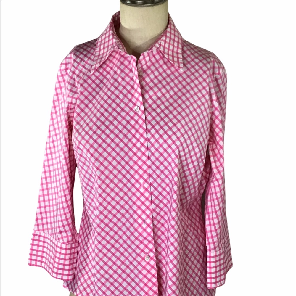 Lands End Gingham Shirt, Sz 14P , EUC